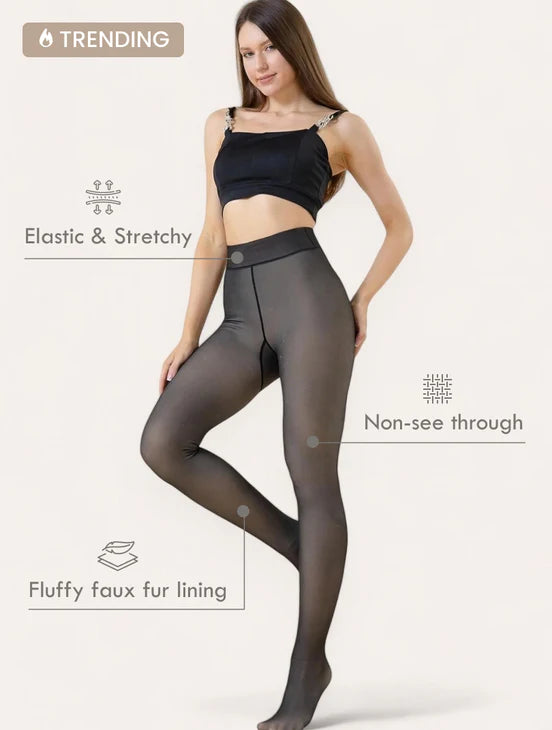 Cozy Fleece Tights - Fake Translucent